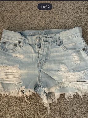 American Eagle Outfitters Light Blue Distressed Cutoff Jean Shorts